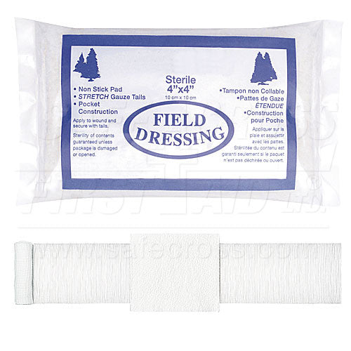 Compress Bandage, Field Dressing, 10.2 x 10.2 cm