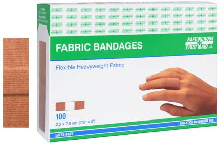 Fabric Bandages, 2.2 x 7.6 cm, Heavyweight, 100/Box