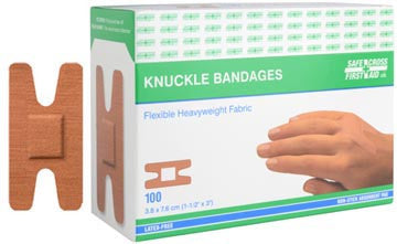 Fabric Bandages, Knuckle, 3.8 x 7.6 cm, Heavyweight, 100/Box