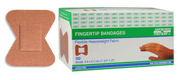 Fabric Bandages, Fingertip Small, 4.4 x 5.1 cm, Heavyweight, 100/Box