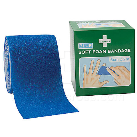Cederroth, Soft Foam Bandage, Blue, 6 cm x 2 m