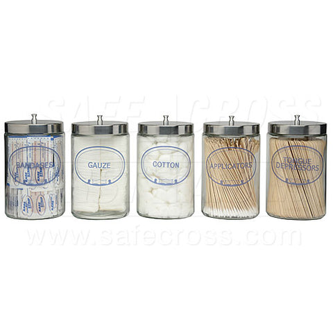 Sundry Jars, Glass, Labelled, 5/Set