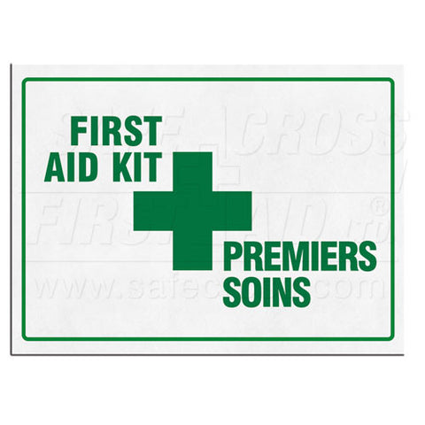 First Aid Kit Sign -  25.4 x 35.6 cm, English/French