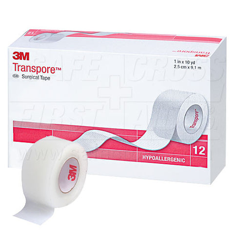 Transpore, Surgical Plastic Tape, 2.5 cm x 9.1 m, 12/Box