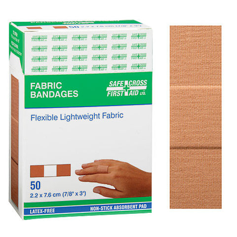 Fabric Bandages, 2.2 x 7.6 cm, Lightweight, 50/Box
