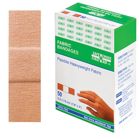 Fabric Bandages, 2.2 x 7.6 cm, Heavyweight, 50/Box