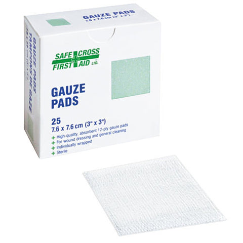 Gauze Pads, 7.6 x 7.6 cm (3' x 3") Sterile, 25/Box