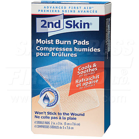 Second Skin, Moist Burn Pads, Medium, 5.1 x 7.6 cm, 4/Box