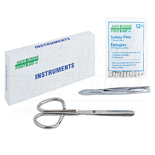 Instruments Kit, Scissors, Splinter Forceps & Safety Pins