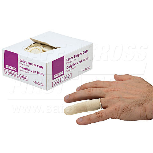 Finger Cots, Latex, Powder-Free, Extra-Large, 144/Box