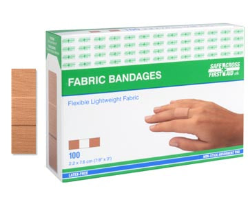 Fabric Bandages, 2.2 x 7.6 cm, Lightweight, 100/Box