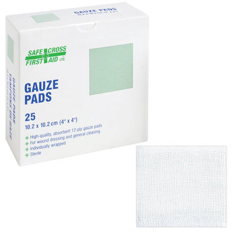 Gauze Pads, 10.2 x 10.2 cm (4" x 4") Sterile, 25/Box