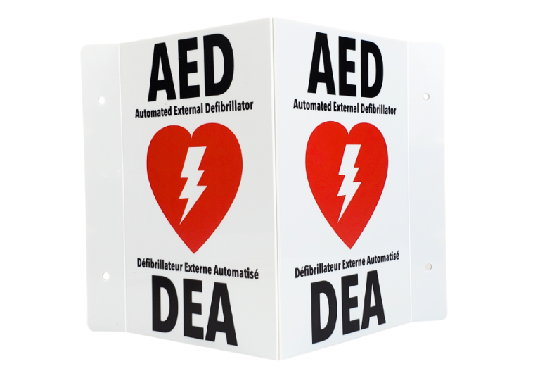 AED Location 3-Way Mount Wall Sign (SKU: FLEX3DWS-B)