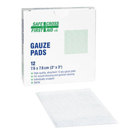 Gauze Pads, 7.6 x 7.6 cm, Sterile, 12/Box