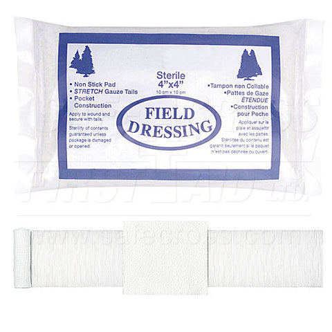 Compress Bandage, Field Dressing, 10.2 x 10.2 cm
