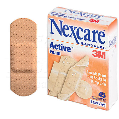 Nexcare Active Foam Bandages - Assorted - 45/Box