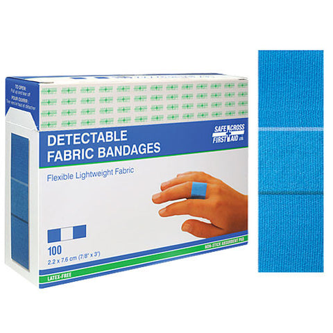 Fabric Detectable Bandages, 2.2 x 7.6 cm, Lightweight, 100/Box