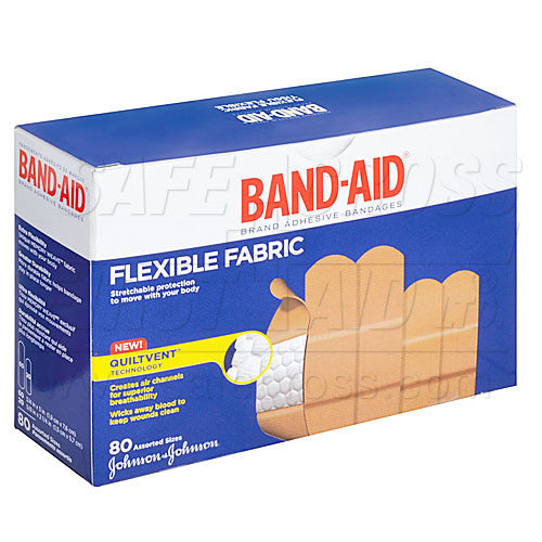Band-Aid Brand, Fabric Bandages, Assorted, 80/Box