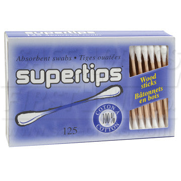 Cotton Tipped Swabs, Double-End, 125/Box - 7.6 cm