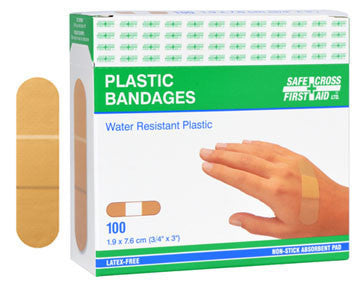 Plastic Bandages, 1.9 x 7.6 cm, 100/Box
