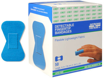 Fabric Detectable Bandages, Fingertip Large, 4.4 x 7.6 cm, 50/Box