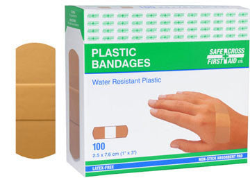 Plastic Bandages, 2.5 x 7.6 cm, 100/Box