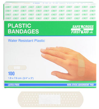 Plastic Bandages, Clear, 1.9 x 7.6 cm, 100/Box