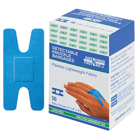 Fabric Detectable Bandages, Knuckle, 3.8 x 7.6 cm, 50/Box