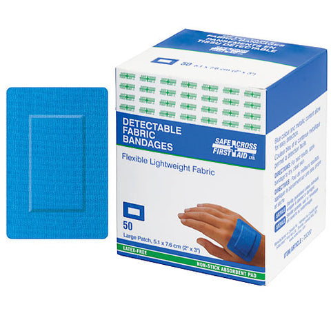 Fabric Detectable Bandages, Large Patch, 5.1 x 7.6 cm, 50/Box