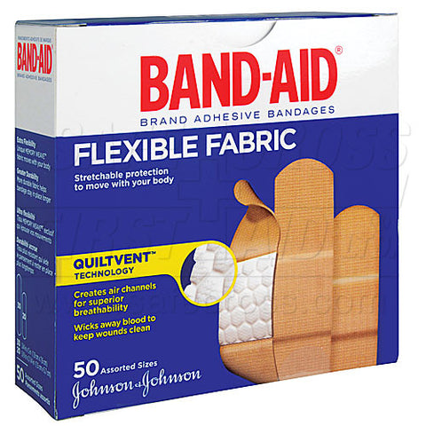 Band-Aid Brand, Fabric Bandages, Assorted, 50/Box